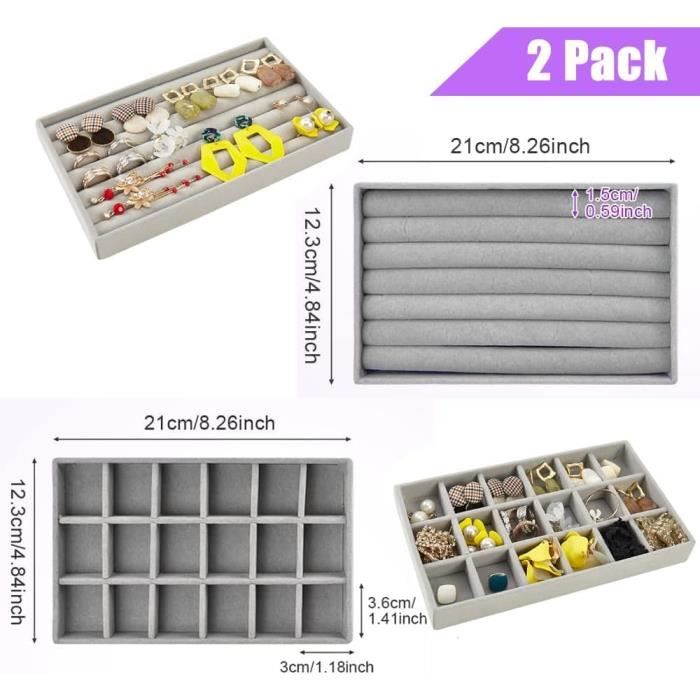 Lot De 2 Plateaux De Rangement En Acier Inoxydable Argenté 32 Cm - Salle De Bain Et Bijoux