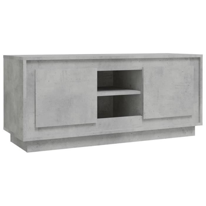 VidaXL Meuble TV gris béton 102x35x45 cm bois d'ingénierie 819864 ...