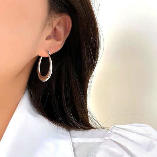 Boucles D'oreilles Créoles En Argent Sterling 925 - Grosses Perles - Marque Silverly - Neuf Avec étiquettes