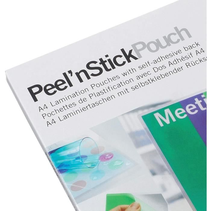 GBC, Pochettes de plastification, Peel'nStickPouch, A4, autocollant, Mat,  3747530