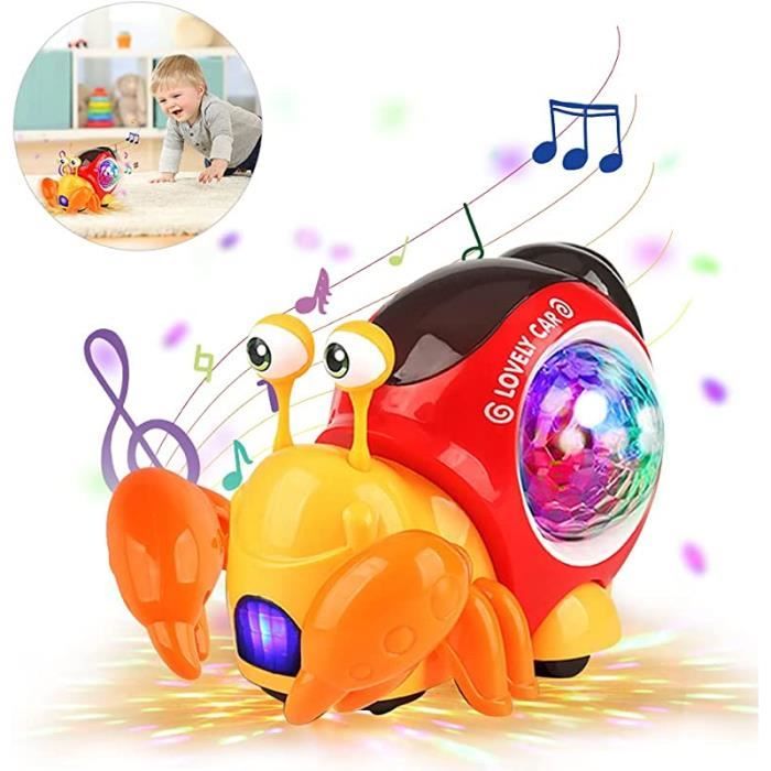 Bébé rampant crabe jouet musical, tout-petit électronique lumière rampant  jouet avec automatiquement éviter l'obstacle, jouet de crabe de marche pour  tout-petits bébés garçons g