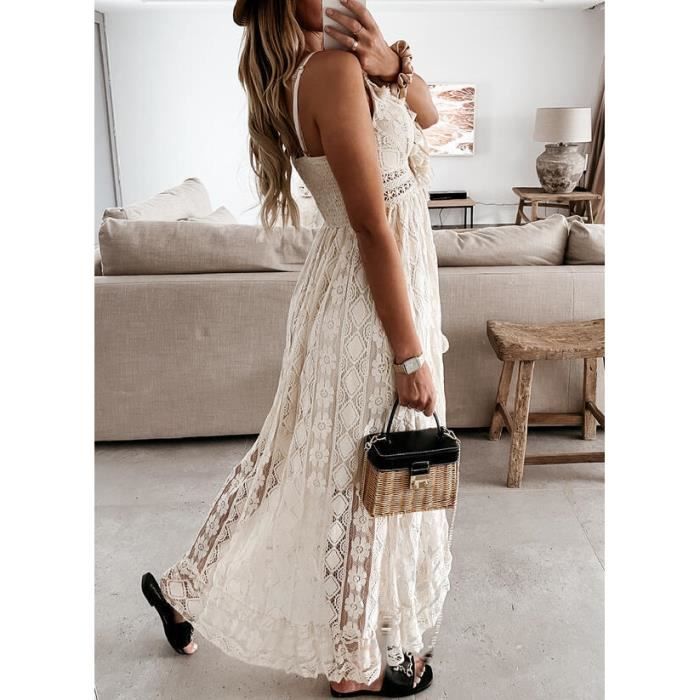 Robe Longue Dentelle Chic Femme Boheme l gant Brod e Grande