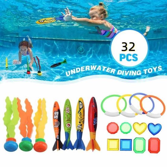 Kit Plongée Piscine 6 Pièces – 3 Anneaux Poissons + 3 Poulpes – Jouets De Natation Pour Enfants
