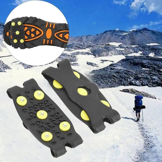 Nouvelle conception Crampons de botte de chaussure de traction de glace de  neige, crampons en caoutchouc de silicone antidérapants à 10 crampons pour  chaussures de randonnée et de marche Crampons de traction