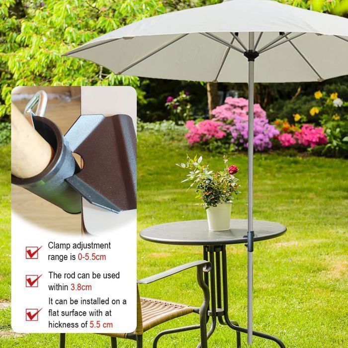 Mohito Support De Parasol Balcon - Fixation Robuste Sans Percer Pour Balustrade Et Table
