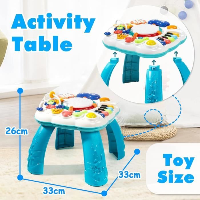 COSTWAY 2 en 1 Table Enfants avec Plaques lego, Rangement Caché