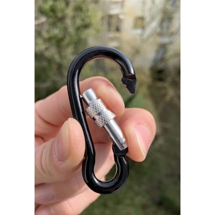 Lot De 10 Mousquetons à Vis MyIdeaz En Forme De D - 8 Cm Argenté - Alu Camping Maison
