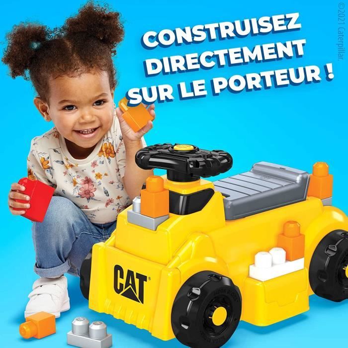 Mega Bloks Porteur et Construction CAT Volant qui Tourne Pelle Frontale Siege Coffre 10 Blocs 4 Surfaces de Constru Cdiscount Jeux Jouets