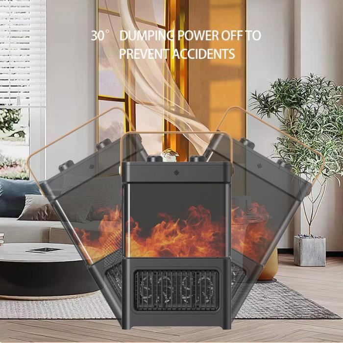 1000w Chauffage de foyer électrique pour la maison Poêle portable Chauffage  de bureau Flamme Air Chaud Ventilateur pour salon Chambre Chauffage d'hiver