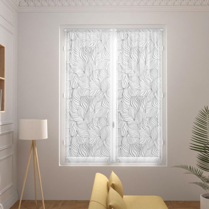 Brise-bise Perle Blanc En Polyester - 60 X 120 Cm, Finition Passe-tringle, Prêt à Poser