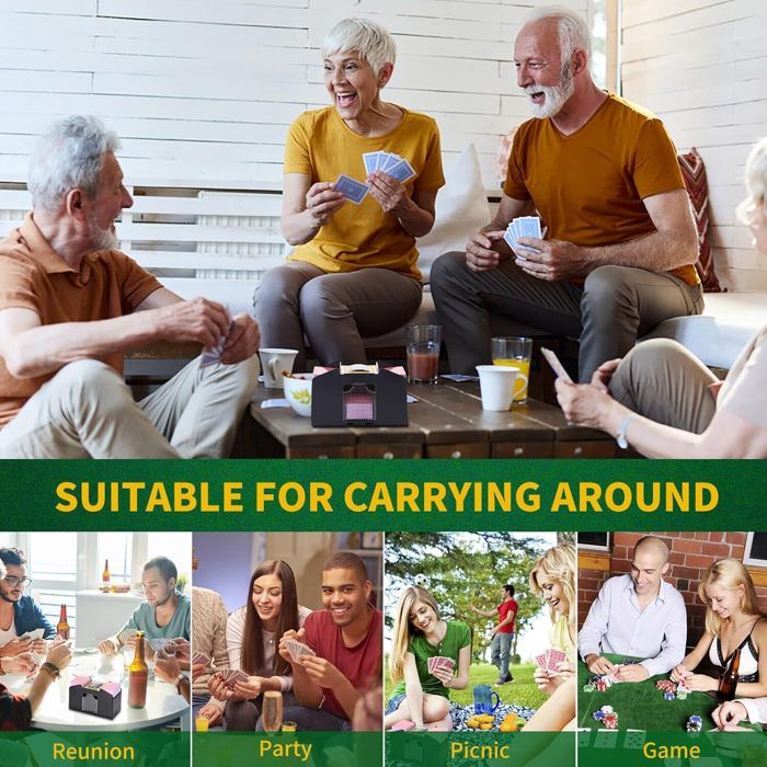 Jeu De Societe Distributeur Automatique De Cartes 2-en-1 - Mélange + Distribution - Compatible UNO/Poker - 4 Télécommandes Jeu De Carte