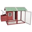690478 - Design Furniture | Poulailler Enclos Clapier - Cage extérieure pour poulets Rouge 170x81x110 cm Bois de pin massif et sapin-0