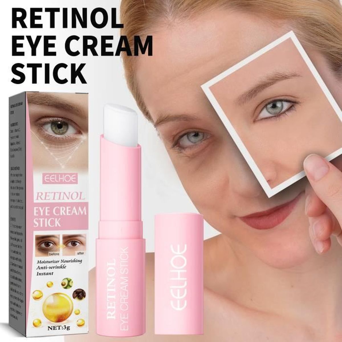 EELHOE rétinol eye cream stick, adieu aux cernes, resserrer les rides