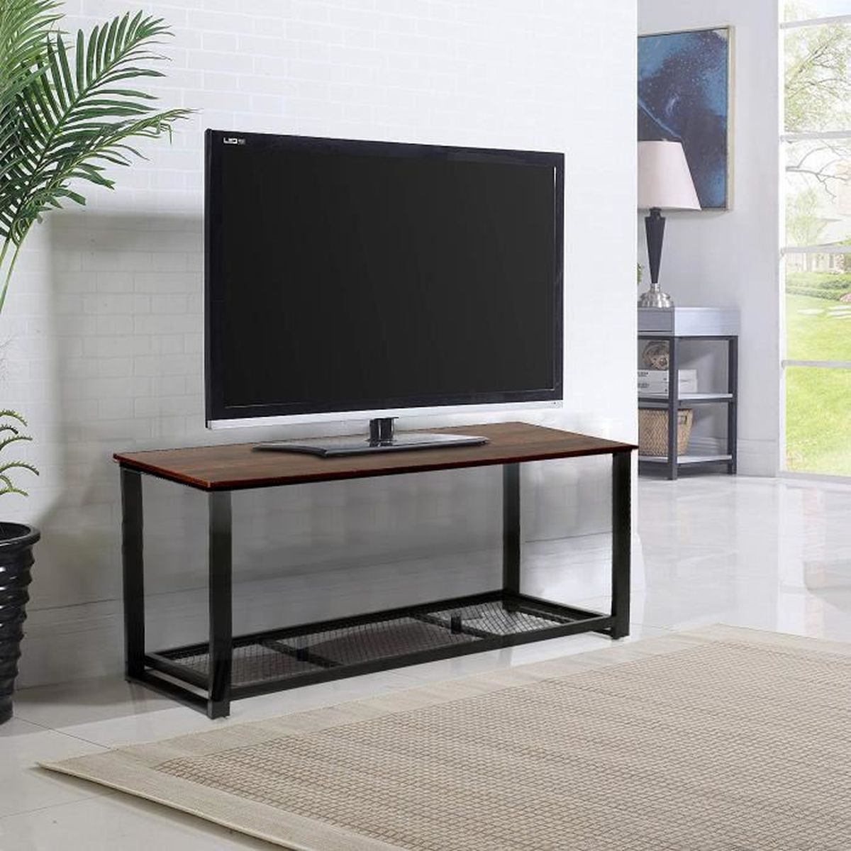 Meuble Tv Etagere Ouverte A 2 Niveaux Table Basse De Salon Pour