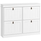 Meuble à chaussures - HOMCOM - 20 paires - 4 tiroirs rabattables et étagères réglables - MDF - 105x24x82,5cm - blanc