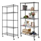 HOMDOX Étagère cuisine à 5 niveaux en acier- Étagère de Rangement 76x35x152 cm Étagère Rangement avec roues pour Salon/Cuisine /Garage