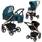 EMJOT NERI RoseGold Trio - Poussette 3en1 - Landau, hamac, siège auto "i-Size" - Inclus sac à langer+accessoires - Vert Jade