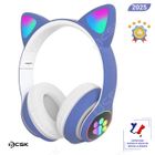 Casque pour enfant BCSK® Bluetooth sans fil avec micro | Oreilles de chat avec lumière LED | Casque audio stéréo pliable - Bleu
