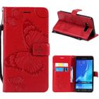 MOONCASE Galaxy J7 2016 Coque Etui à Rabat en PU Cuir Magnétique Antichoc Flip Housse Portefeuille Papillon Samsung Galaxy J7 2016 - Rouge