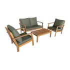 SWEEEK Salon de jardin en bois 4 places Coussins kaki. canapé. fauteuils et table basse en acacia. design