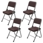 Chaise pliante - VIVOLILV - Lot de 4 - Cuir - Marron - 45 x 46 x 82 cm