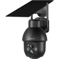ANRAN Q03 Caméra Surveillance 2K 3MP WiFi Extérieure sans Fil Solaire, 360° PTZ Vision Nocturne Couleur PIR-Q03 Noir