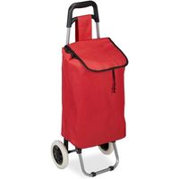 Chariot de courses pliable sac amovible 28 litres caddie pour achats roulettes rouge