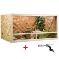 Terrarium OSB, terrarium en bois 120x60x60 cm avec aération latérale [ avec garniture, avec pack de sécurité]