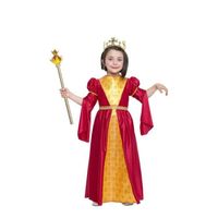 Déguisement Princesse Médiévale Rouge et Or pour Fille - Robe Seule - 5 Ans et Plus