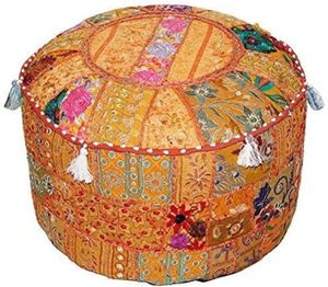 POUF - POIRE Indian Pouf Footstool with Embroidery Pouf, Indian