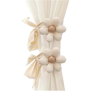 Attaches Rideaux En Forme De Fleur Avec Perles - Lot De 2, Beige | Décoration Chambre Enfant, Maintien Rideaux - 6