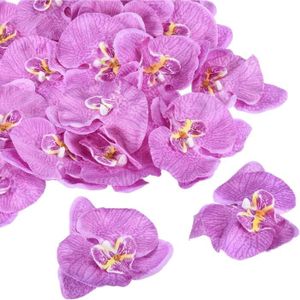 FLEUR ARTIFICIELLE Têtes d'orchidées artificielles en soie - 20 pièces - Couleur : Violet Clair - Dimensions : 3.9