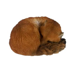 OBJET DÉCORATIF Figurine de renard endormi - Polyrésine - L 13,1 x