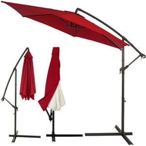 PARASOL KINGSLEEVE® Parasol déporté inclinable rouge Ø 300cm Pare-soleil en aluminium avec manivelle housse Protection solaire jardin