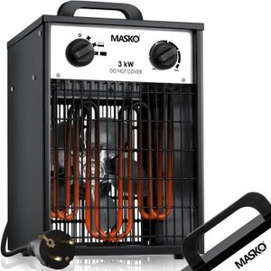 RADIATEUR D’APPOINT MASKO® Chauffage électrique radiateur soufflant chauffage de chantier avec thermostat intégré, Blanc 3kW
