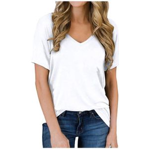 T Shirt Loose Col V Pour Femme Avec Côté Dentelle Coupe Large
