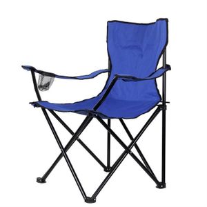 CHAISE DE CAMPING Chaise pliante camping pêche plage Polyester bleu randonnée pique-nique 2PCS