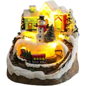 VILLAGE - MANÈGE Figurines de village de Noël à LED - Petit train -