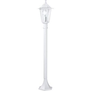 LAMPE DE JARDIN  EGLO Lampadaire extérieur Laterna 5, lnaire sur pied, borne lneuse, lampe de jardin et de chemin en fonte d’alm blanc et verre, 449