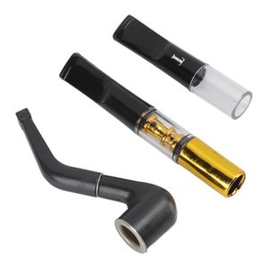 FILTRE PIPE Tbest Lot de 2 ensembles de pipes à tabac avec filtre en plastique réutilisable, support pour cigarette, couleur doré
