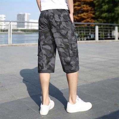 Pantacourt Cargo Camouflage Homme en coton Multi Poches Taille Elastiquee Gris fonce Homme Adulte Gris fonce Cdiscount Pret a Porter