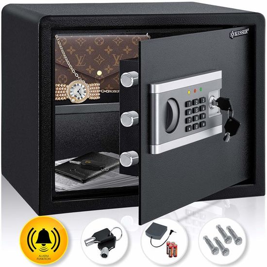 Coffre-Fort Électronique DEUBA Noir - 35x40x40cm - Code Personnel + 2 Clés - Fixation Murale/Sol