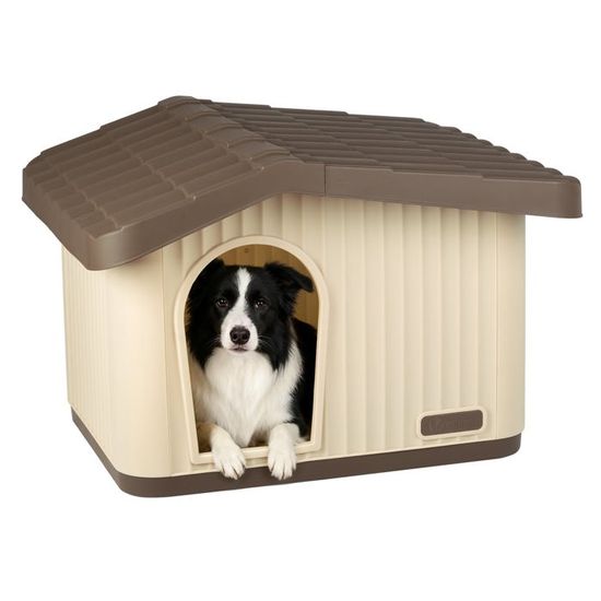 Niche Pour Chien Extérieure En Bois - Toit étanche Bardeaux Bitumés - Plancher Amovible - 72x65x83 Cm Gris