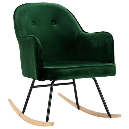 Bonne qualité - Fauteuil à bascule Chaise de Relaxation Vert foncé Velours @5333 :