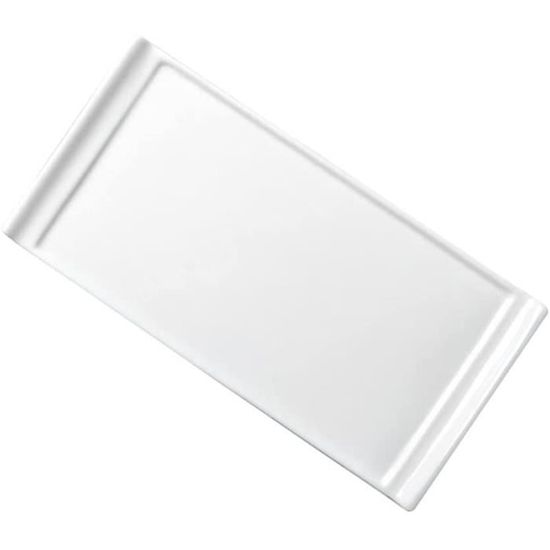 Plateau Rectangulaire En Porcelaine Blanche MamboCat - Pour Gâteaux, Biscuits, Crampons - Dimensions 35x14.5cm - Lavable Au Lave-vaisselle