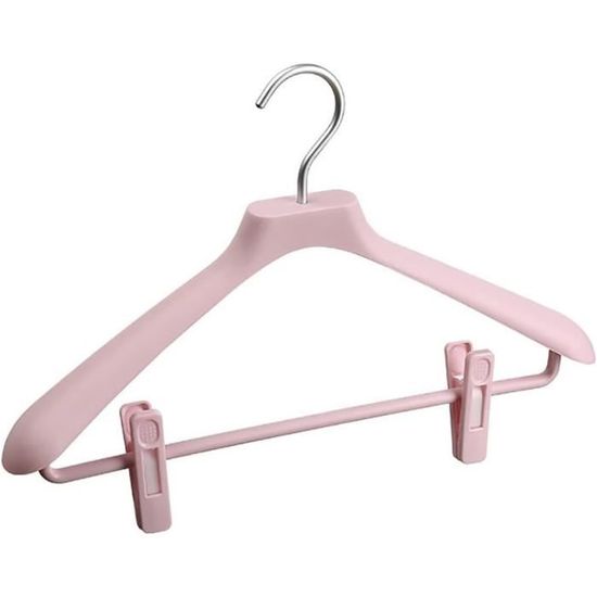 Lot De 5 Cintres Antidérapants En Métal Avec Pinces - Pour Pantalons, Jupes, Manteaux - Largeur D'épaules Renforcée