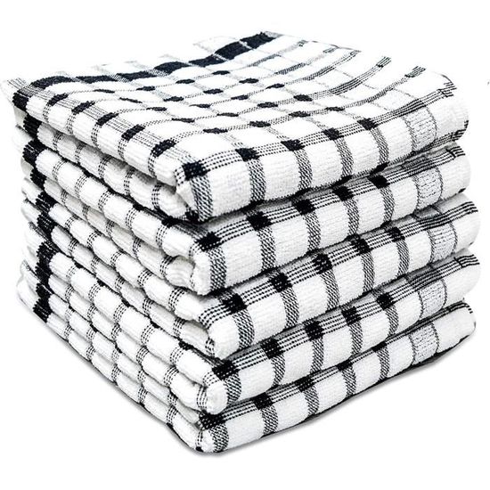 TOPSEAS Torchons De Cuisine, Serviettes De Cuisine Pur Coton Doux Très Absorbantes, Paquet De 5 - Design À Mode, Facilement Lavables | Utilisation Polyvalente (45 * 65 Cm