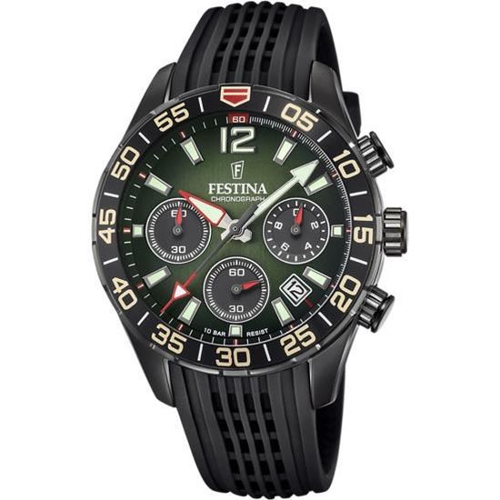 Chrono Festina Homme F20518/2 cadran Vert et noir - boite PVD noir -  Silicone noir sport - Garantie 2 ans , - Achat/vente montre Vert - Cdiscount