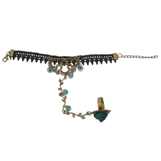Set Collier-Bracelet Gothique KEYRI - Dentelle Noire Pour Femmes Et Filles