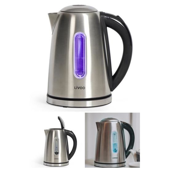 METTMANN Bouilloire électrique 1L - 1200W - Acier Inox - Arrêt Auto - Filtre Amovible - Blanc